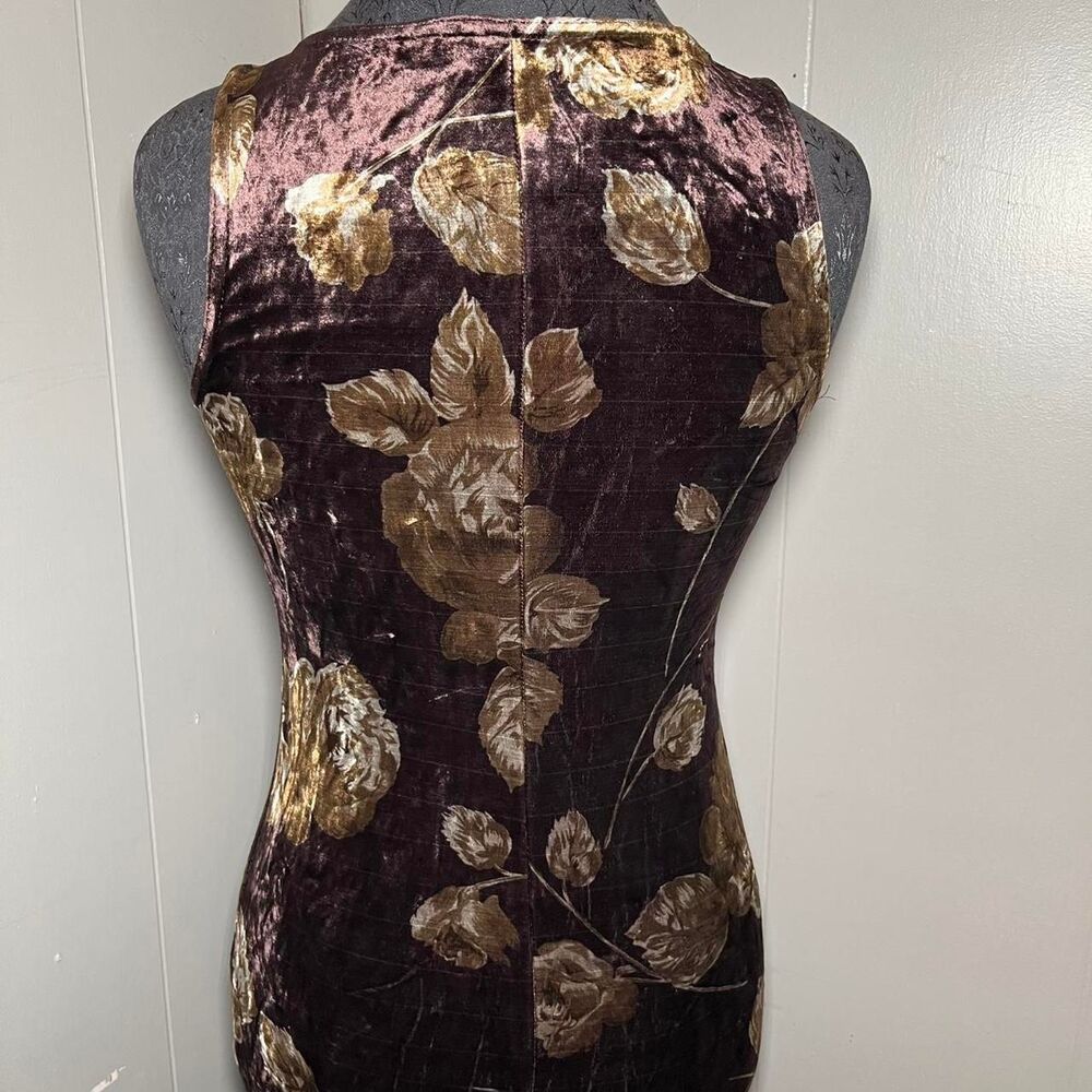 Vtg Rampage Floral Brown Maxi Dress Fairy Boho Whimsygoth Gold Size M Bodycon - Picture 7 of 8
